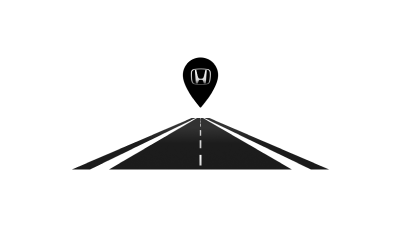 An iconographic image of a highway with a Honda logo on the horizon is depicted.