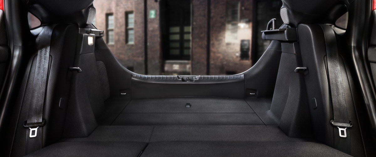 Interior shot looking out of an open hatchback.